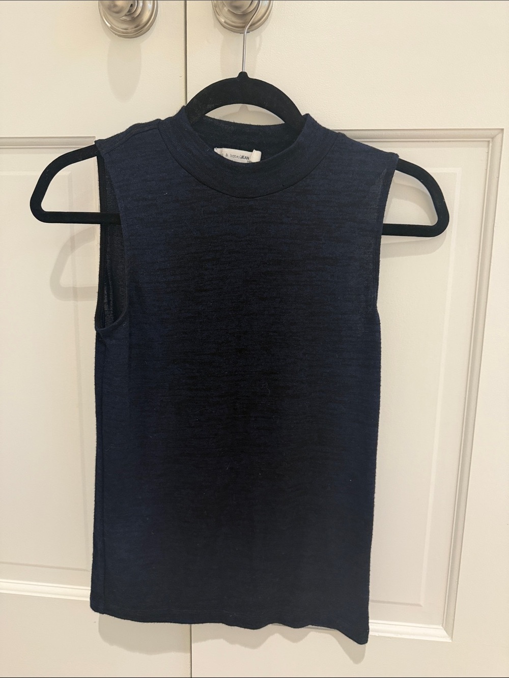 rag & bone Sleeveless Mock Neck Top in Navy Blue